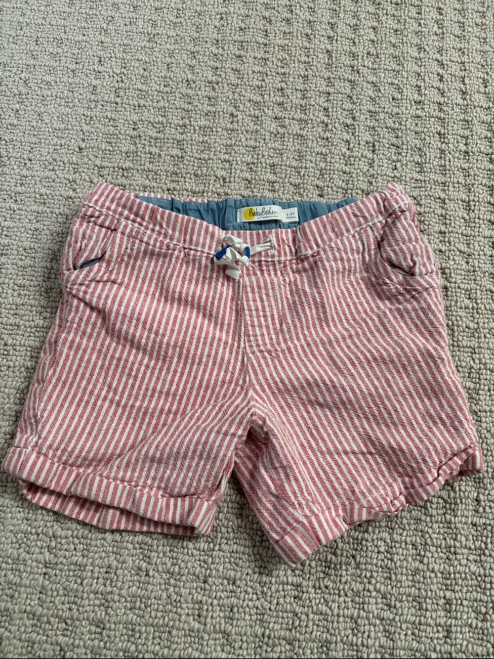 Baby Boden Red and White Striped Kids Shorts